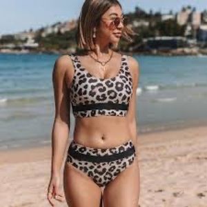 NWT BOTTOMS ONLY cheetah print bikini